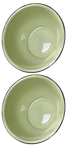 HEMOTON Enamel Bowl Set of 2 Vintage Style Soup Bowls 7.09 in Food Basin for Home Kitchen Easy to Clean Retro Enamelware for Serving Storage Outdoor Use