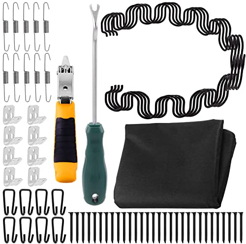 Wokape 63Pcs Couch Spring Repair Kit, 25 No Sag Springs, S-Clips, Hooks, Dual Hook Tension Springs, Nails, Removal Tools, Dust Cover, Sofa Upholstery Spring Replacement Kit for Repair Couch