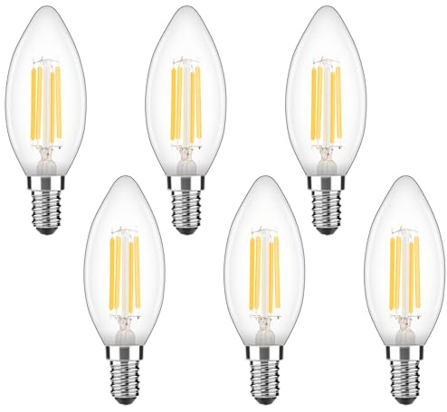 OUKAJO E14 LED Light Bulb, Dimmable 4W Warm White 2700K,400lm,Small Edision Screw,6 Count (Pack of 1)