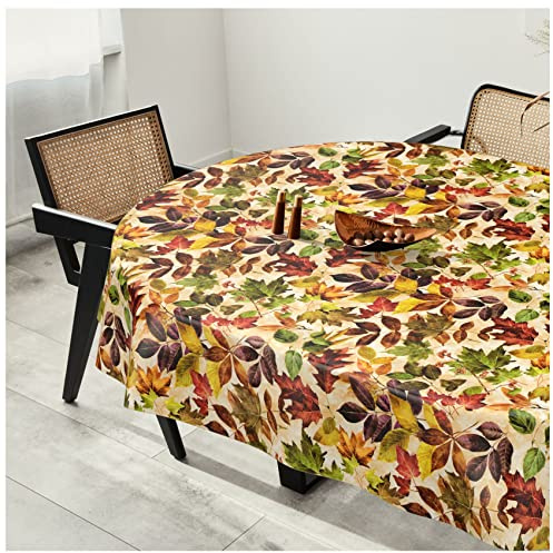 Wachstuchtischdecke Wachstuch Tischdecke abwaschbar Wachstischdecke Plastik-Tischdecken Glatt Oval 140x220cm mit Saum Herbst