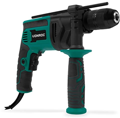 VONROC Taladro de impacto 850W - Taladro percutor - Incl. tope de profundidad y empuñadura lateral