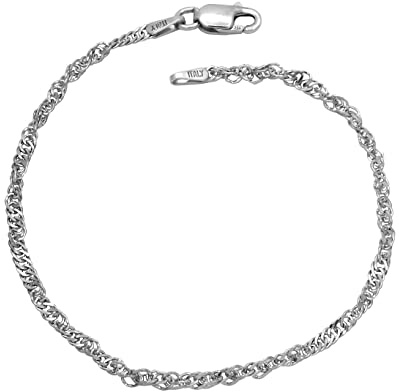 Singapur Armband 925 Sterling Silber rhodiniert 2,4mm breit Länge wählbar 18 19 20 cm Singapurkette Silberkette Armkette Armkettchen anlaufgeschützt