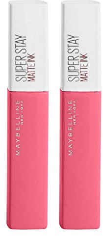 Maybelline New York SuperStay Matte Ink Lippenfarbe Deckendes und gleichmäßiges Ergebnis mit Spitze Applikator Farbe 125 Inspirer Lange Haltbarkeit 16h - 2 Lippenstifte