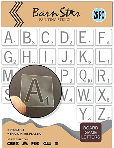 26 PC Letter Stencils - Board Game Letter & Number Stencils - Reusable - Paint Your Own Wall Words - DIY Crafts - Full Alphabet Templates (3 INCH)