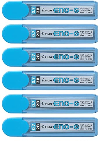 PILOT Set mit 6 x 12 Minen ENO-G Graphit für Druckbleistift 2B, 0,7 mm