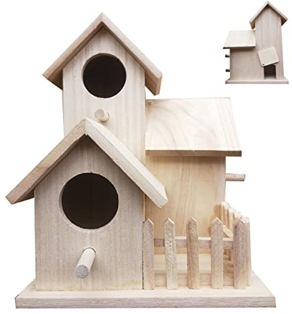 Nichoir à oiseaux en bois non peint, nichoir en bois non fini, fait à la main, nichoir à oiseaux en bois à peindre pour écureuil, colibri, merle bleu, perroquet et moineau