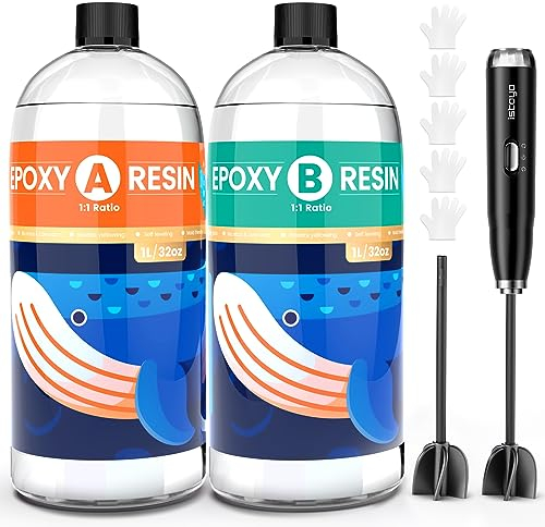 ISTOYO Epoxidharz Set, 64oz/2L Epoxidharz mit Härter 1:1, Kristallklar Keine Blasen Harz Liefert für Kunst Gießharz, Gussbeschichtung Holz, Harzformen