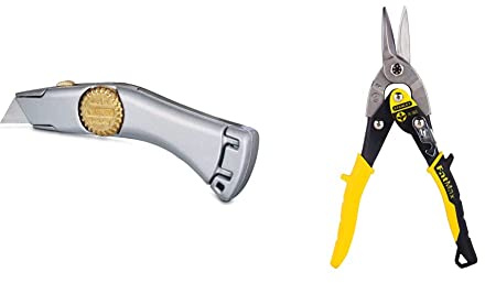Stanley 2-10-122 Titan Rb H/D Trim Knife Carded, Silver & Aviation Snips – Straight Cut (2-14-563)