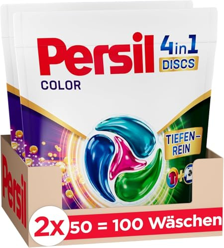 Persil 4in1 Color DISCS (100 Waschladungen), Waschmittel mit Tiefenrein Technologie, Colorwaschmittel für reine Wäsche und hygienische Frische für die Maschine