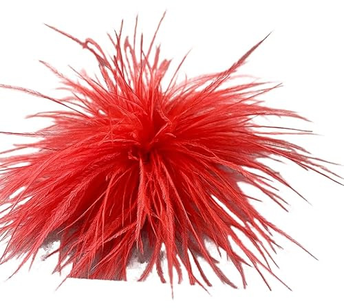 SYSUII Damen Feder Brosche, Ansteckbrosche Natürliche Straußenfeder Brosche Pins Kleid Zubehör Fascinators Kostüme Dekor Haar Accessoire Haarspange Kopfbedeckung für Geburtstag Hochzeit Party-Rot