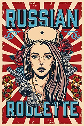 Holzschild 30x40 Russian Roulette Russisches Roulette Waffen Würfel Frau Schlagring Wand Deko Bar Kneipe Cafe Sammler Geschenk