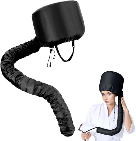 Gorro Tipo Casco Para Secador de Pelo,para Secar,Accesorio Ajustable con Banda Elástica para Secador de Pelo, Peinar, Rizar y Acondicionar Profundamente,para Mujeres y Niñas, (Negro)