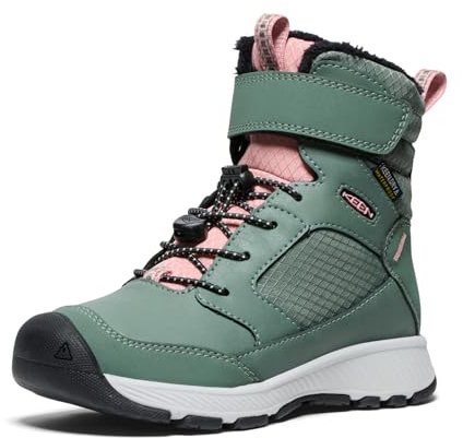 KEEN Unisex-Child Skua Winter Comfortable Insulated Waterproof Snow Boots, Dark Forest/Rose Elegance, 2