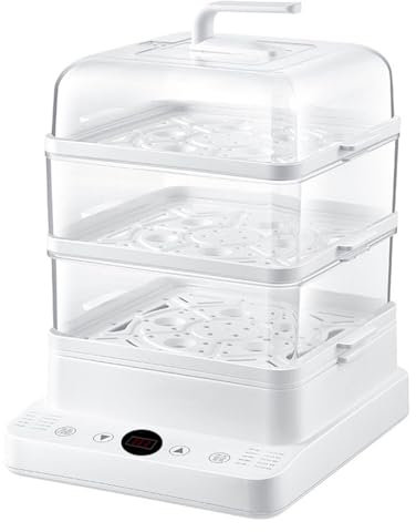 Vnook Cuiseur à Vapeur, cuiseur électrique Multifonctionnel, cuiseur à Vapeur électrique Domestique, paniers empilables et Base Amovible, Cuisson simultanée Rapide