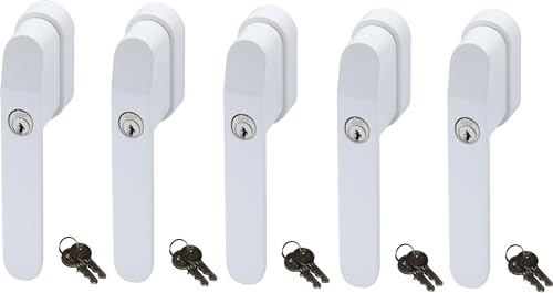 ABUS FG400W, abschließbarer Fenstergriff in weiß im Set 5 Stück, alle gleichschließend AL0125 mit zehn Schlüsseln
