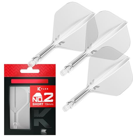 TARGET Darts K Flex integrerad dart-flyg och axel, nr 2 klar (kort) | paket med 3 K-Flex – nr 2, precisionsgjutna 2-i-1 dartflygningar och dartstam | professionella darttillbehör
