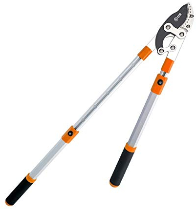 Ébrancheur à enclume de branche d'arbre robuste avec poignée télescopique, coupe-branches à cliquet télescopique extensible de 690 mm à 1030 mm Sécateur de jardin SK5 Entraînement par engrenages pour