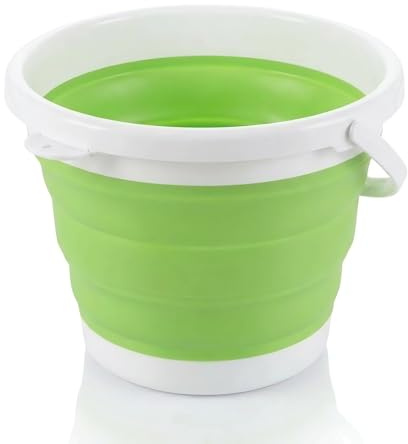 König Design Faltbarer Eimer Rund - Platzsparend & Robust - BPA-frei, Ergonomischer Griff - Haushalt, Outdoor (Grün, 3 Liter)