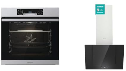 Hisense BSA65226AX Horno Multifunción con Vapor + Función Freidora de Aire sin Aceite & CH6IN6BXBG - Campana Decorativa 60 cm, Capacidad de Succión de 650 m³/h