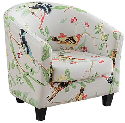 Meigeh Funda de Sillón Chesterfield Tullsta Elástica Funda de Sofa 1 Plaza Tub Chair Funda para Silla Club Aves