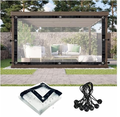 UHEKC Outdoor Vorhang Vorhänge für Terrassenüberdachung, wasserdichte Terrassenvorhang Terrassenplane, für Gewächshaus, Gartenbau, Anpassbar(Size:1.4x5m/4.59x16.4ft)