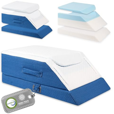 Ritalia LEG ELEVATING PILLOW with 3 Heights | Orthopedic LEG RAISER FOR BED | Improve Circulation, Relieve Back Pain, Swollen Legs & Varicose Veins | Memory Foam LEG RESTS FOR ELEVATING LEGS