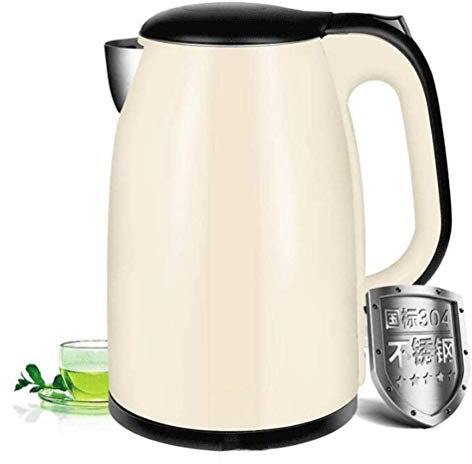 Bouilloire électrique Beige, 1,5 l, en acier inoxydable, haute température, mise hors tension automatique, isolation, chauffe-eau