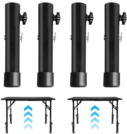 Lot de 4 Pieds de Meubles Réglables, Rehausseur de Pieds de Table Réglable en Métal Extension Pied de Table, 9.2/13.2cm Pieds de Levage pour Diamètre Moins de 3,4cm Meubles et Chaise Pliés/Droits
