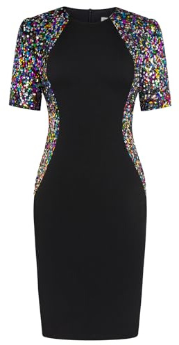 GRACE KARIN Damen Pailletten Kleid Rundhals Glitzer Bodycon Abend Party