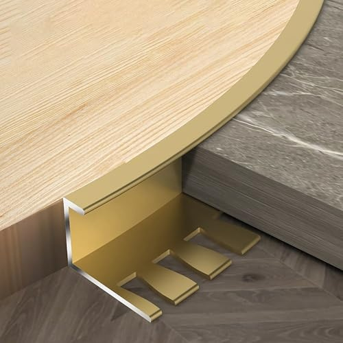 Raouoae Fliesenkanten Schutz Langlebiger Kantenschutz 135cm 2 Stück Biegbar Fliesenschiene Treppenkantenprofil Für Innen Und Außentreppen(Gold,H:8.5MM)