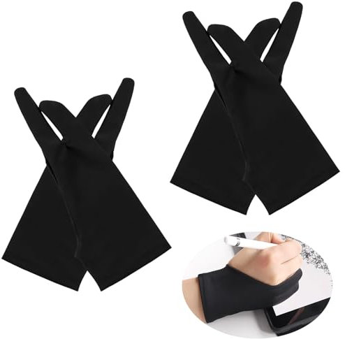 EModwey Set Di 4 Guanto Da Disegno Guanto Tavoletta Grafica Elasticità Guanti Da Disegno Artistico Adatti Per Mano Destra E Sinistra Per Artisti E Designer(Nero）