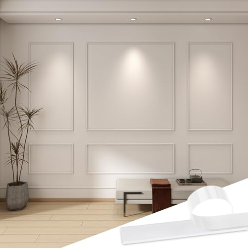 Pangda Peel and Stick Wall Molding Kit, 3D Premade Accent Molding Wainscoting Panel for Interior Wall Moulding Decor, Ready to Assemble Wainscoting Accent Panel(3 Set,31x63 in+72x63 in)