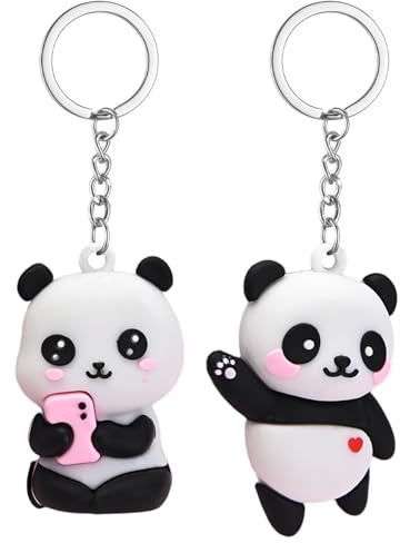 Porte-Clés Panda 2 Pièces, Porte-Clés De Dessin Animé Mignon, Porte-Clés Cadeaux, Porte-Clés Créatifs, Décorations Amusantes