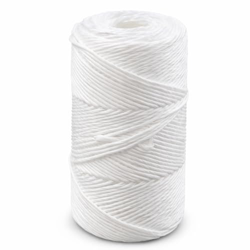 Heavy Duty 200 lbs Strong Polypropylene Tomato Twine, Garden Plant Tie String, Greenhouse Trellis Twine, Durable PP Tying Twine for Bundling, Packaging, Gardening, Farming (White/Green), 656FT | GOLDEN COCK PP twine 2mm x 200m, 200 lb, white, for baler, plant ties, greenhouse, climbing plants, packaging