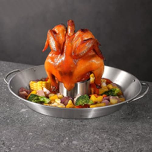 Rôtissoire pour poulet, avec bol, canette de bière en acier inoxydable, support amovible pour rôtissoire à dinde, barbecue pour pique-nique, cuisson au four