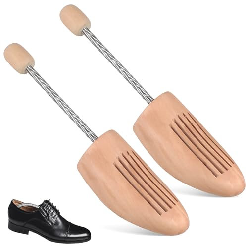 Jortmrd 1 Paia Tendiscarpe Legno Forme per Scarpe Con Molla In Acciaio Anti Pieghe Tendi Scarpe Uomo, Adatti per Scarpe In Pelle, Scarpe Sportive E Stivali (Taglie 43-44)