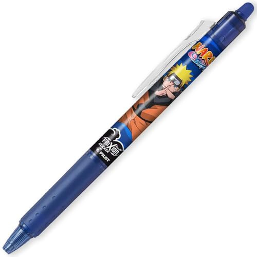 PILOT FriXion Heat / Friction Löschbarer einziehbarer Tintenroller FR7 Ball Clicker – Naruto Shippuden Limited Edition – mittlere Strichstärke 0,7 mm Spitze – 1 Stück – Blau