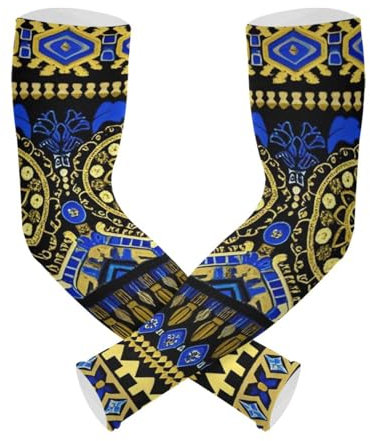 Boemia blu e oro modelli raffreddamento parte superiore del braccio compressione 1 paio di maniche protezione solare UV manica manica manica per gioventù basket golf
