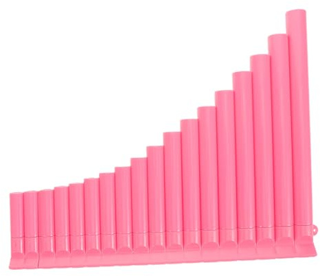 NULYLU 16-note Pink Plastic Pan Flute for Beginners, Small Folk Woodwind Instrument for Student Performance and Outdoor Use, Ethnic Musical Instrument Suitable for School and Stage