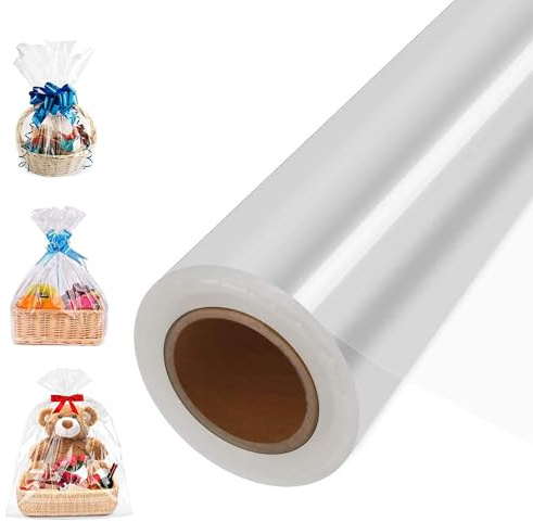 Crystal Clear Cellophane Wrap 40cm x 30m Roll | Durable, Waterproof & Non-Tear Design | Safe Cellophane Sheet for Gift Baskets, Flower Bouquets, Hampers & Creative DIY Packaging