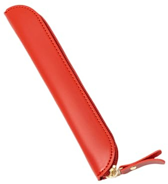 Uqezagpa Federmäppchen aus PU-Leder, Stifteetui, Schutzhülle, Kugelschreiberverpackung, Aufbewahrungstasche, Leder-Federmäppchen, Schreibwaren-Tasche, rot
