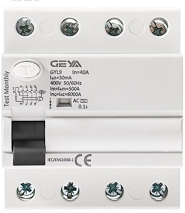 SBSSYVLMV Disjoncteur différentiel à Courant résiduel GYL9 AC, Interrupteur de sécurité 4P 25 A 40 A 63 A 80 A 100 A, disjoncteur différentiel 30 mA 100 mA 300 mA(300mA,4P 80A)