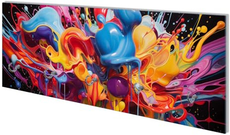 Wallario Wandgarderobe aus Glas in Größe 80 x 30 cm mit Memoboard-Funktion, Motiv: Farbexplosion | 5 Kleiderhaken zum Aufhängen von Jacken