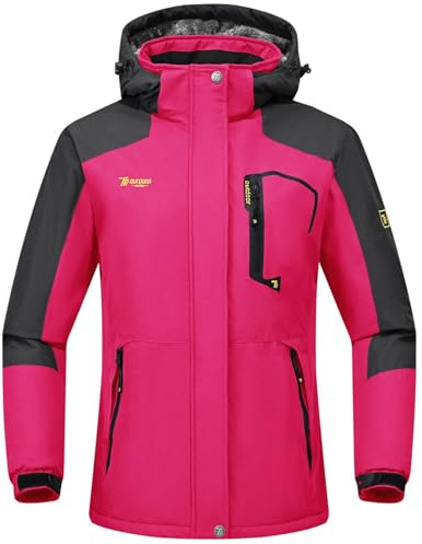 Rdruko Winterjacke Damen Wasserdicht Skijacke Snowboardjacke mit Kapuze | Winddicht Atmungsaktiv Schneejacke Softshelljacke Fleece Gefüttert Verdickt Wanderjacke Winter Outdoor Jacken