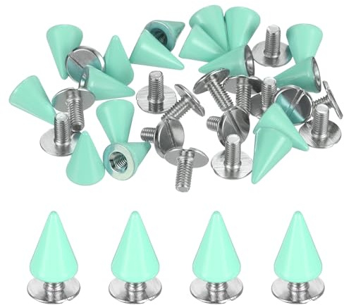 M METERXITY 36 Pezzi Borchie coniche 10x7 mm, Punte in Ottone rivettato con Viti a Rivetto Rapide, in Stile Punk, per Abbigliamento/Scarpe/Borse/Pelle Fai da Te/Tessuti, Azzurro