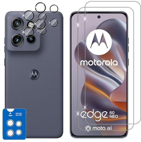 Lutree per Motorola Moto Edge 60 Neo/Edge 50 Neo Vetro Temperato, 2+2 Pezzi Pellicola Protettiva+ Pellicola Fotocamera, Durezza 9H Anti-Graffio HD Senza Bolle Protezione Schermo