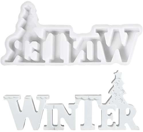 TREABEAR Silikonformen Gießformen, Silikonform Weihnachten Buchstaben Winter Weihnachtsbaum Silikonform, silikonform Winter, Gips Gießformen weihnachten Tannenbaum