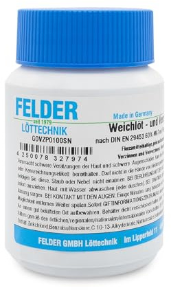 GALLUNOPTIMAL by FELDER bleifrei Weichlöt- & Verzinnungspaste Sn97Cu3 >60% F-SW 21 (DIN EN ISO 9454-1) gebrauchsfertig 100 g – zum Verzinnen & Vorverzinnen im Karosseriebau