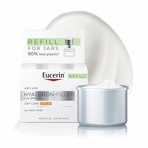 Eucerin Hyaluron-Filler Refill Crema Giorno SPF 30 50 ml, Crema viso antirughe e idratante, Formula con Acido Ialuronico per una pelle ringiovanita adatta per tutti i tipi di pelle