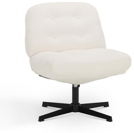 COLAMY Ergonomischer 360°Schwenkbarer Bürodrehstuhl für Zuhause - Bürostuhl mit extra Dicker Polsterung und haustierfreundlichem Cordstoff, Ideal für Sitzhaltungen wie Schneidersitz, Weiß
